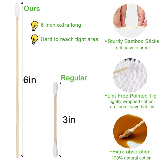 Eyxformula 500 PCS 6 Inch Long Pointed Cotton Swabs - Image 3