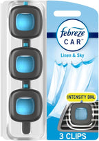 Febreze Car Air Freshener, Odor-Fighting Automotive Vent Clip, Linen & Sky Scent by Febreze