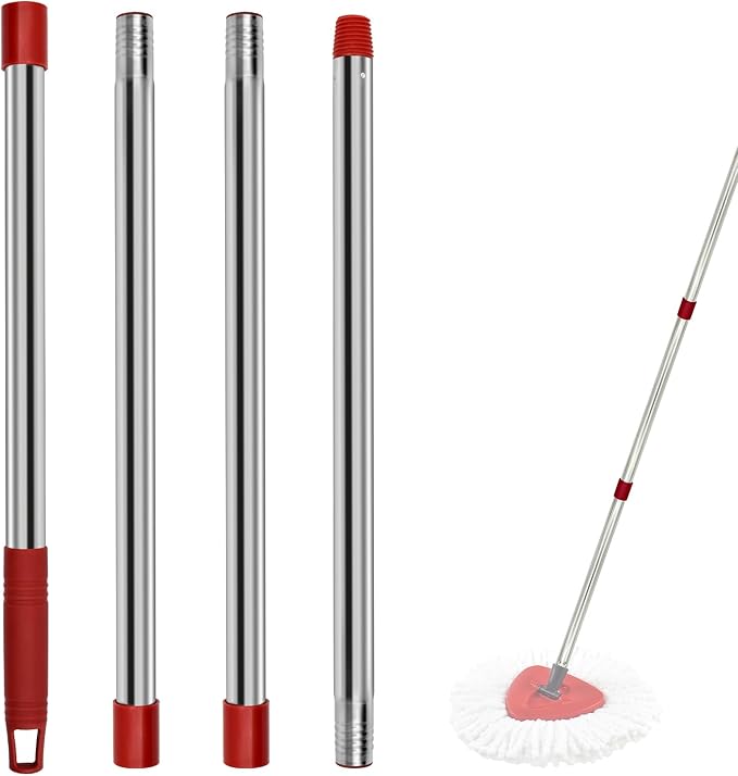 4 Section Stainless Spin Mop Replacement Handle - Image 9