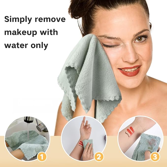 SUNLAND Microfiber Face Cloth Reusable Makeup Remover Facial Cleansing Towel - Image 4
