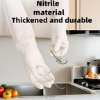 White Nitrile Rubber Gloves Large, Long Sleeve Thickened Reusable, 18inch - Image 2
