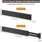 DUCOO 4 PCS Drawer Divider, Expandable Separators - Image 2