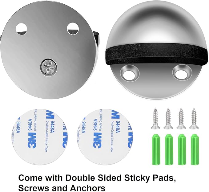 10 Pack Door Stoppers Self Adhesive Stainless Steel Floor Door Stop No Drill - Image 4