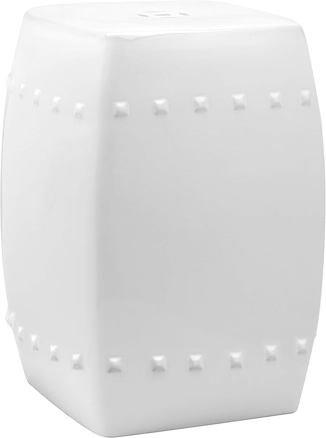 Safavieh Villa Glazed Ceramic Decorative Garden Stool, White by SAFAVIEH