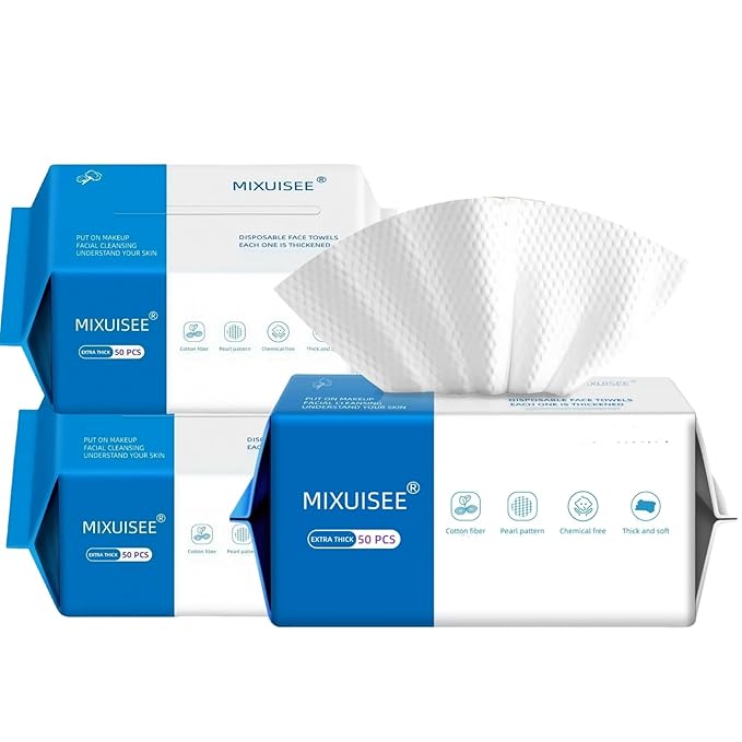 Disposable face towel, MIXUISEE thick and soft face towels, 100% cotton face by MIXUISEESkincareFlagshipSto