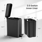 Cesun Bathroom Trash Can with Lid, 2.6 Gallon Small Black Bathroom Garbage Can - Image 6