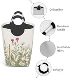 Vintage Floral Plants Laundry Basket Wild Flowers Herbs Foldable Collapsible - Image 4