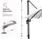 PURPLE LEAF 9' X 11.5' Patio Umbrella with Base Outdoor Cantilever Rectangle Umbrella Offset Umbrella with 360-degree Rotation for Garden Deck Pool Patio White - Image 6