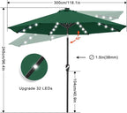 ABCCANOPY 10FT Durable Solar Led Patio Umbrellas with 32LED Lights (Green) - Image 3