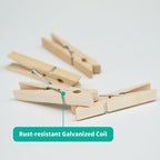 Wooden Clothes Pins, 100 Pack, 2.9 Inch, Large Natural Birchwood, Rust and - Image 4