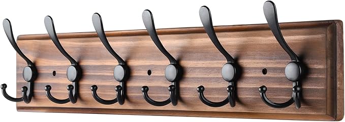 Coat Rack Wall Mount, Wooden Heavy Duty Coat Rack by PHINGEER