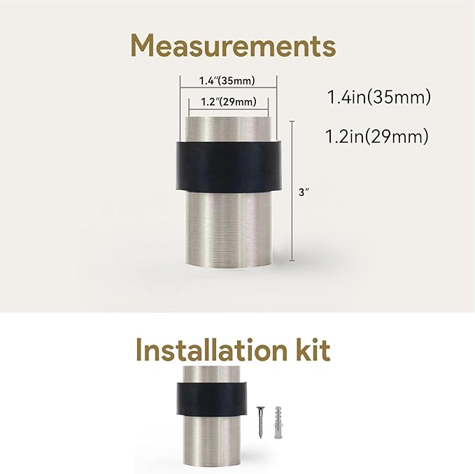 KHTUMEWARE 4 Pack 3 in Floor Door Stopper, Brushed Satin Nickel Door Stop - Image 2