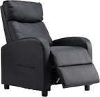 Sweetcrispy Recliner Chair PU Leather Recliner Sofa No Massage, Home Theater Seating with Lumbar Support, Adjustable Push Back Overstuffed High-Density Sponge Reclining for Living Room, Black by Sweetcrispy