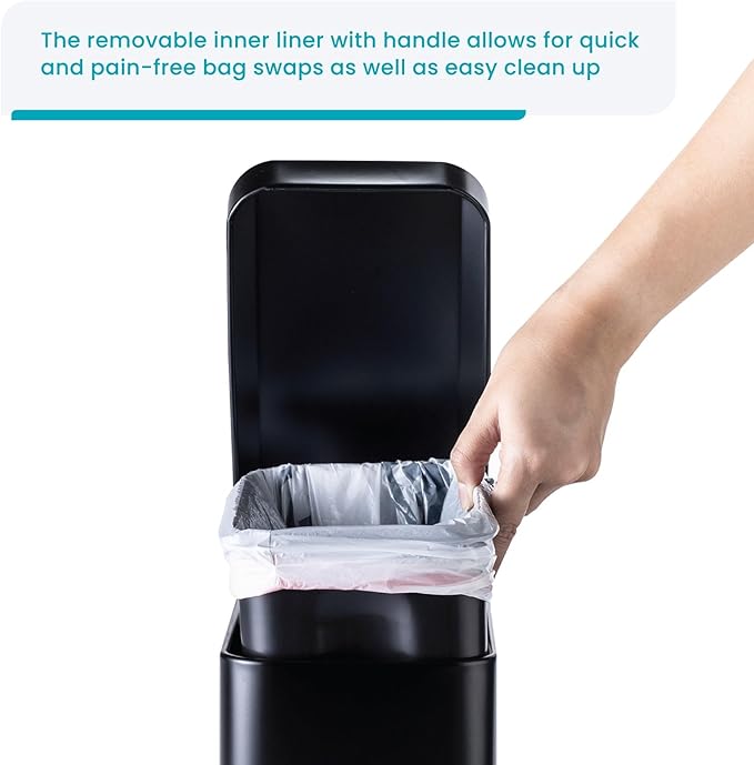 Home Zone Living 2-Pack 1.3 Gallon Small Black Bathroom Trash Can - Image 3