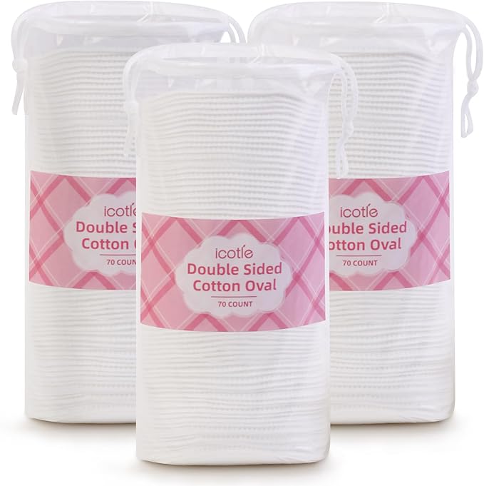 Large Oval Cotton Pads, Premium 3-Layer Dual Textured Design, Lint-Free and by icotle