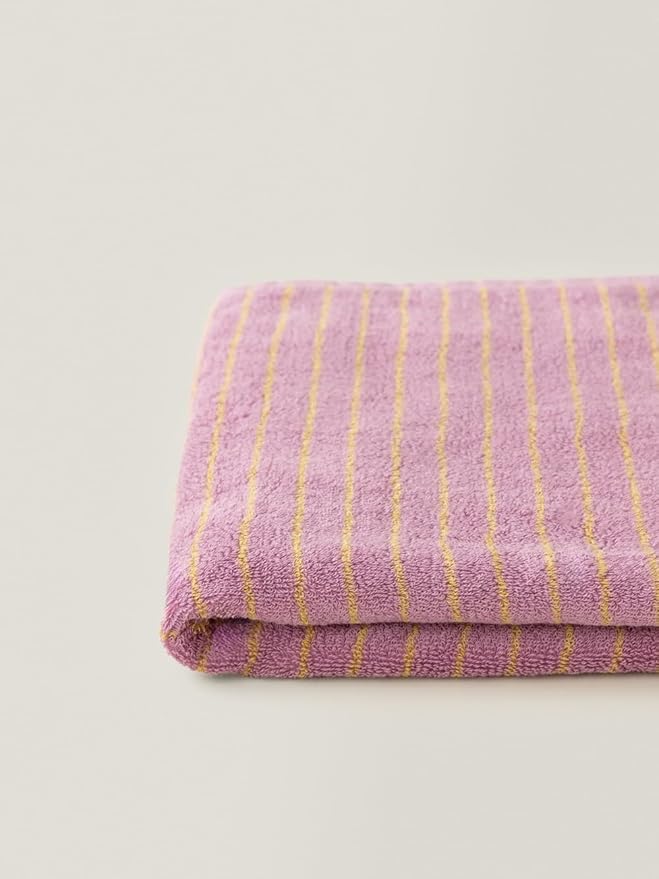 WENSHUO Bubble Purple Tulips-Striped Pure Cotton Bath Towel, 100% Combed Cotton - Image 4