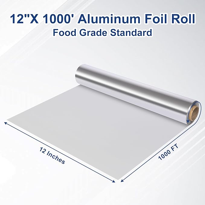 Aluminum Foil Standard 12 inch Wide, 1000 FT Food Safe Foil Wrap - Image 4
