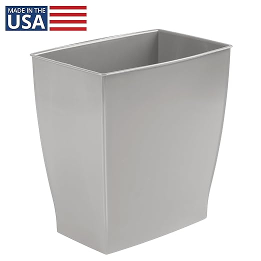 iDesign Small Plastic Bathroom Trash Can, Slim Rectangle Garbage Bin - Image 2