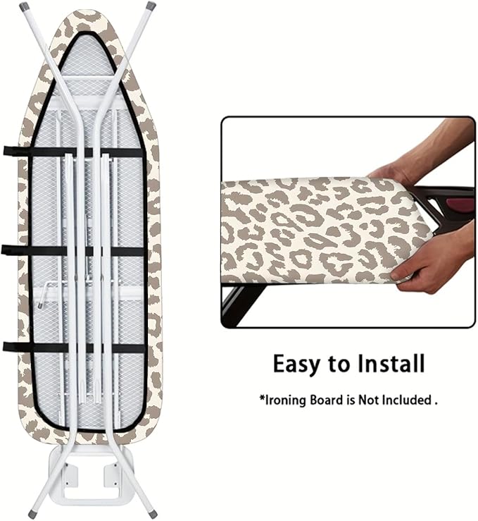 Nuxovilar Beige & Gray Leopard Print Pattern Ironing Board Cover, 15×54 inch - Image 5