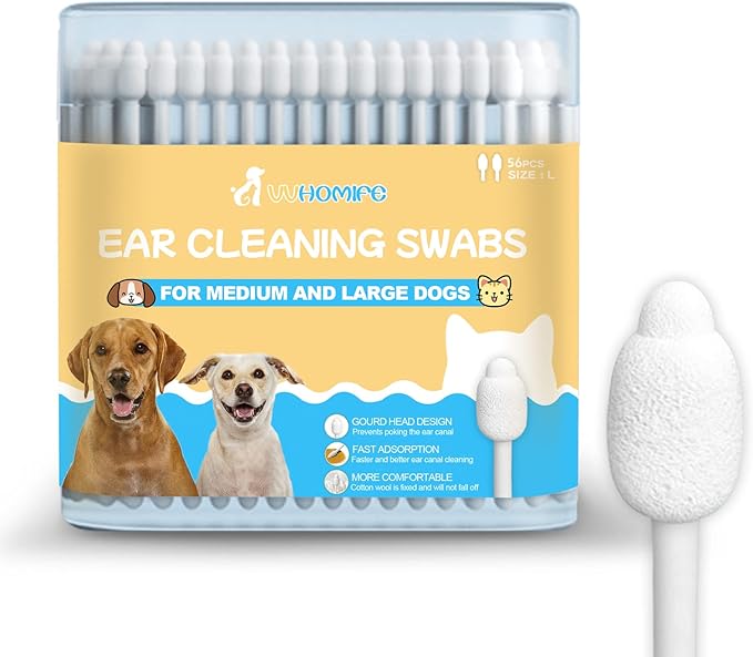 Dog Ear Cleaning Swabs 56pcs– Gourd-Shaped Cotton Tips by VVHOMIFE
