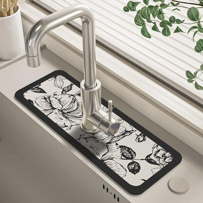 Habysedu 2pcs Fantasy Style Faucet Draining Mat, Faucet Absorbent Mat by Habysedu