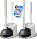 2Pack 2 in 1 Toilet Plunger and Brush Set, Extended Handle Plunger, Toilet Bowl by FORASTO