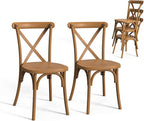 VINGLI Plastic Outdoor Dining Chairs Set of 2, Stackable Patio Dining Chairs with X Back, Waterproof Kitchen & Dining Room Chairs for Indoor-Outdoor, Capacity 400 lbs, Farmhouse Brown by VINGLI