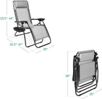 Best Choice Products Set of 2 Adjustable Steel Mesh Zero Gravity Lounge Chair Recliners w/Pillows and Cup Holder Trays - Ice Gray - Image 3