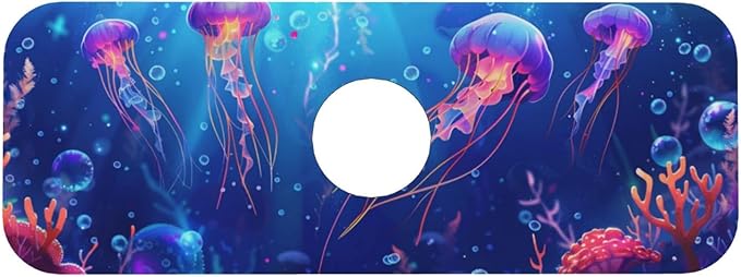 Faucet Draining Mat For Kitchen Sink, Ocean Jellyfish Corals Diatom Mud - Image 6