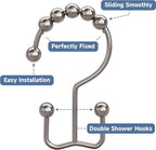 Titanker Shower Curtain Hooks Rings, Rust Resistant Metal Double Glide Shower - Image 5