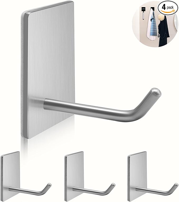 Adhesive Hooks Heavy Duty, Long Stainless Steel Self Adhesive Wall Hook by AdhesiveHooks