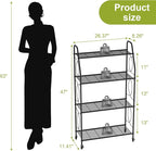 4 Tier Plant Stand with Wheels, Plant Shelf for Indoor Outdoor, Heavy Duty Metal Tall Plant Stands Holder Rack for Living Room Balcony and Garden, Black - Image 5