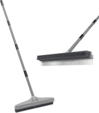 Walensee Rubber Broom, 2 in 1 Rubber Broom and Nylon Carpet Rake Brush by Home