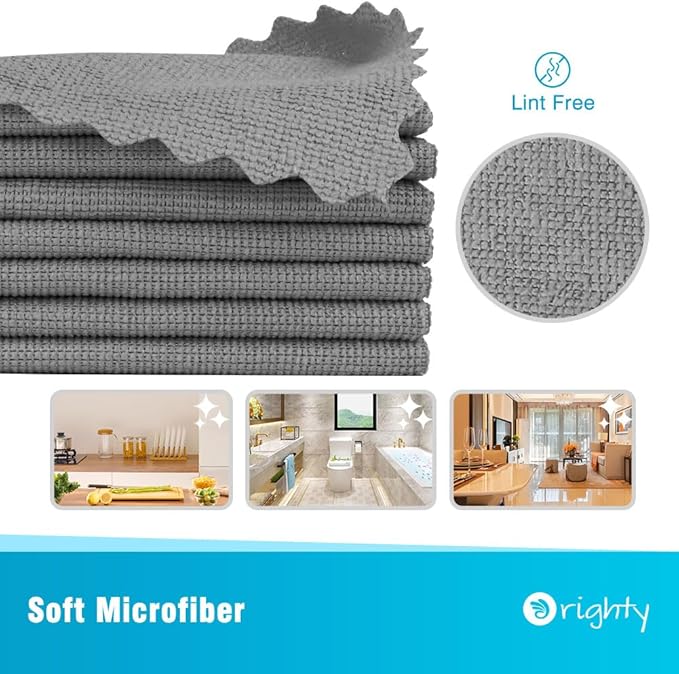 Orighty Grey Microfiber Cleaning Cloth, 24 Pack Highly Absorbent Cleaning Rags - Image 2