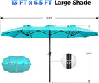 SUPERJARE 13FT Outdoor Umbrella for Patio, Double sided Pool Umbrellas with Fade Resistant Canopy, Large Table Umbrella for Deck, Market, Backyard - Light Blue - Image 7