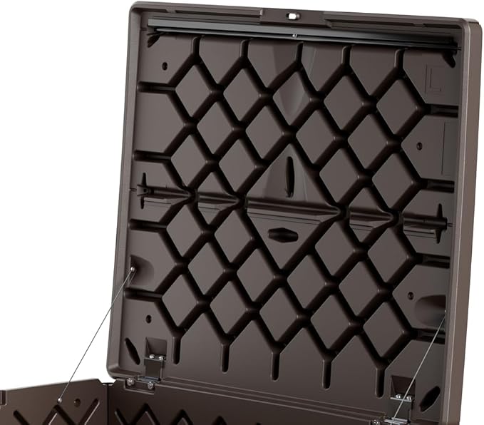 Rubbermaid Medium Resin Outdoor Storage Deck Box (74 Gal) Weather Resistant Brown Deck Organization for Home/Backyard/Pool Chemicals/Toys/Garden Tools/Porch/Patio Cushions - Image 3