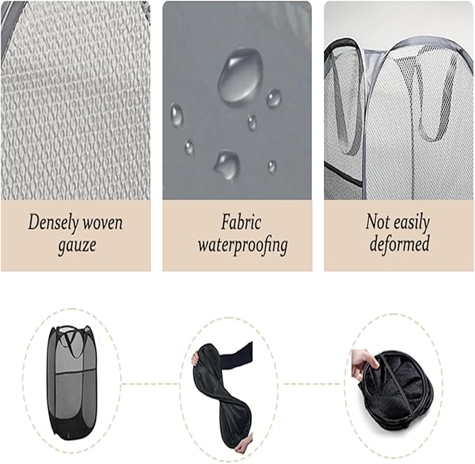 The upgraded pop-up laundry basket features a breathable side pocket mesh design - Image 4