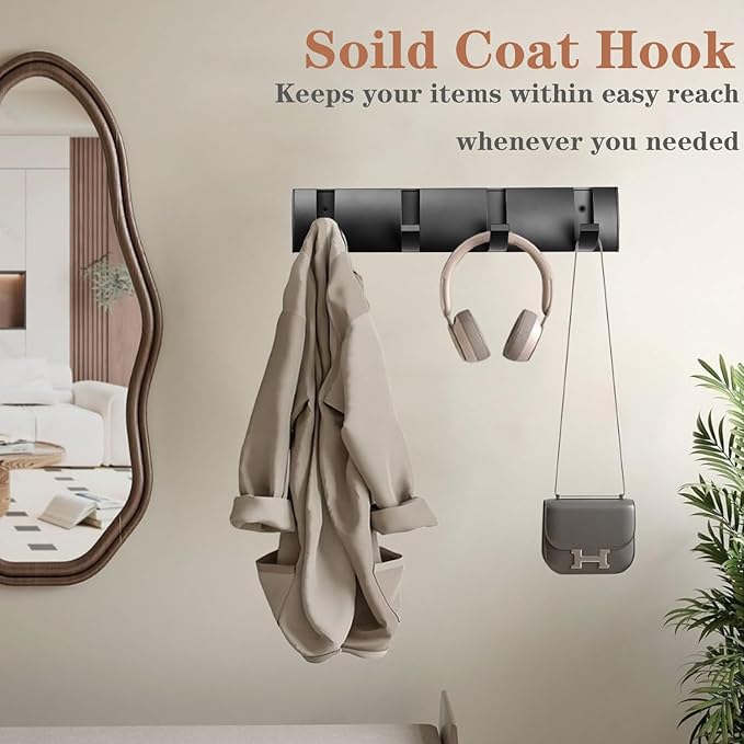 Folding Coat Hooks, Wall Mounted Coat Rack - Image 7