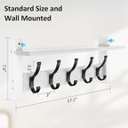 Coat Rack Wall Mount with Shelf, 17.1 Inch Coat Hanger Walls Mounted, Hat Rack - Image 7