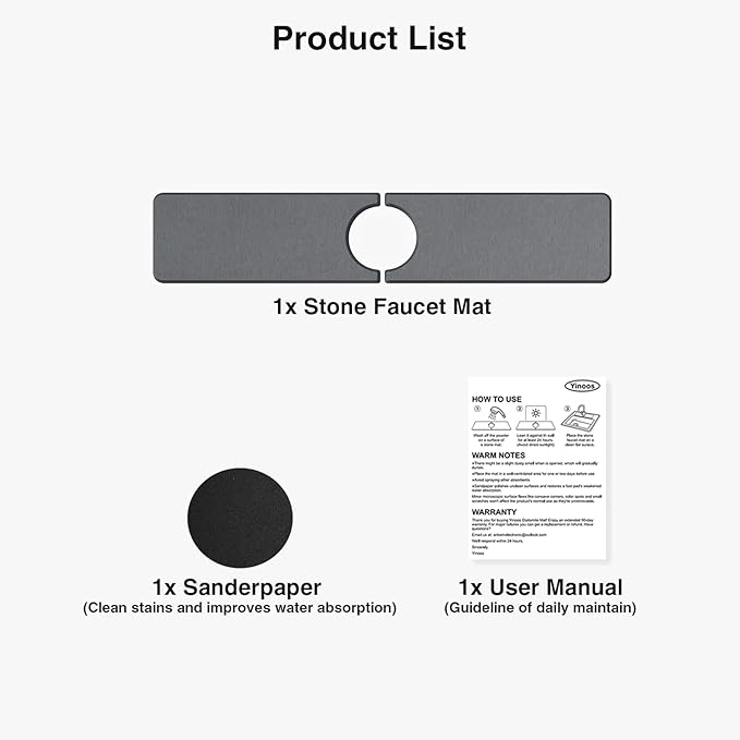 20" x 4" Stone Faucet Mat for Kitchen Sink, Quick Drying Diatomite Sink Tray - Image 7