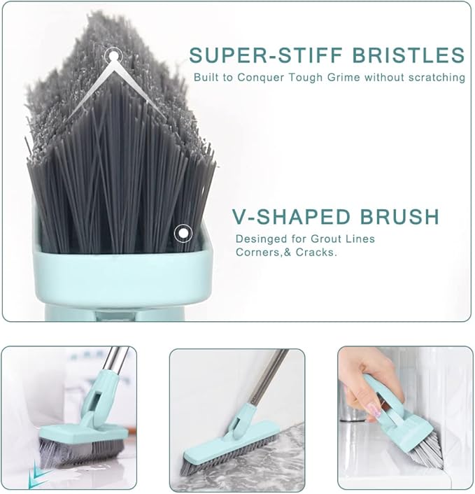 Affogato Floor Scrub Brush Bathroom Long Handle Bathtub Push Broom Shower Tile - Image 3