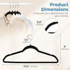 Smartor Black Velvet Hangers 50 Pack, Non Slip Clothes Hangers - Image 5