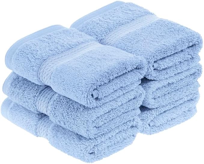 Superior Solid Egyptian Cotton Face Towel Set, Light Blue by SUPERIOR