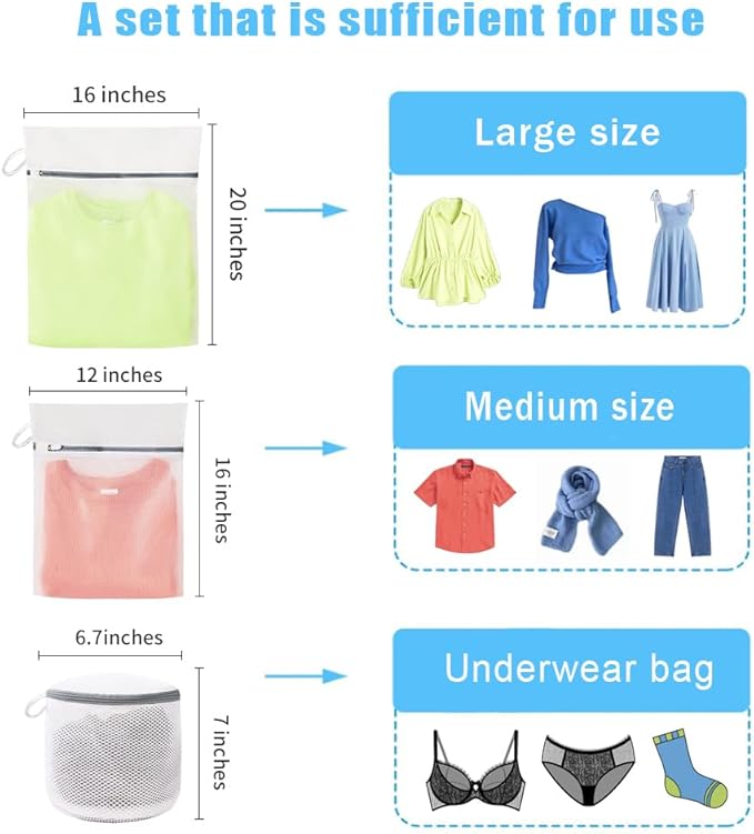 3Pcs Mesh Laundry Bags for Washing Delicates, - Image 6