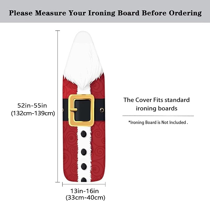 ZDCUSTOM Red Ironing Board Cover Standard Size 52"x13" Santa Claus Ironing - Image 5