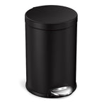 simplehuman 4.5 Liter / 1.2 Gallon Round Bathroom Step Trash Can, Matte Black by Simplehuman