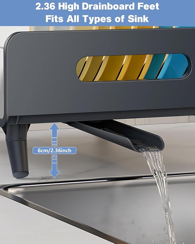 Dish Drying Rack, Thicker Premium Aluminum Frame and 304 Stainless Steel Plate - Image 4
