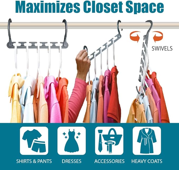 Wonder Hanger Max 20-Pack Space Saving Hangers, Reinforced Hooks Swivels 360° - Image 3