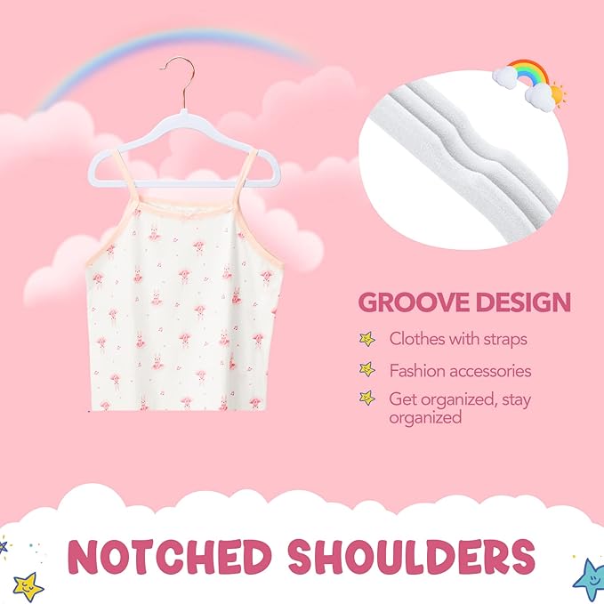 HOUSE DAY Velvet Baby Hangers for Closet, Kids Hangers Velvet 60 Pack, Non Slip - Image 6