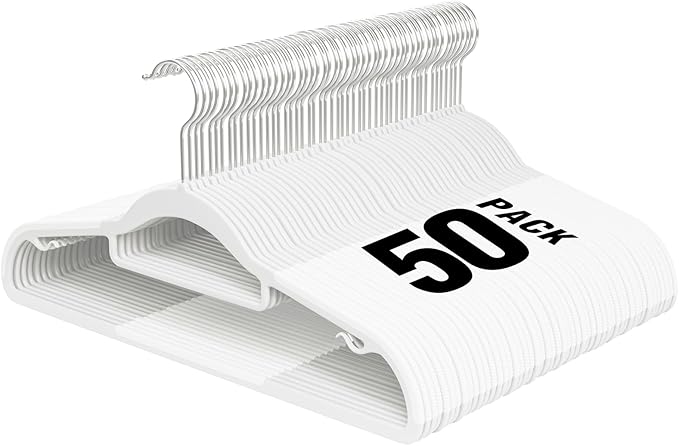 Plastic Hangers 50 Pack, 16.5 in Heavy Duty Clothes Hangers by UEAKPIC